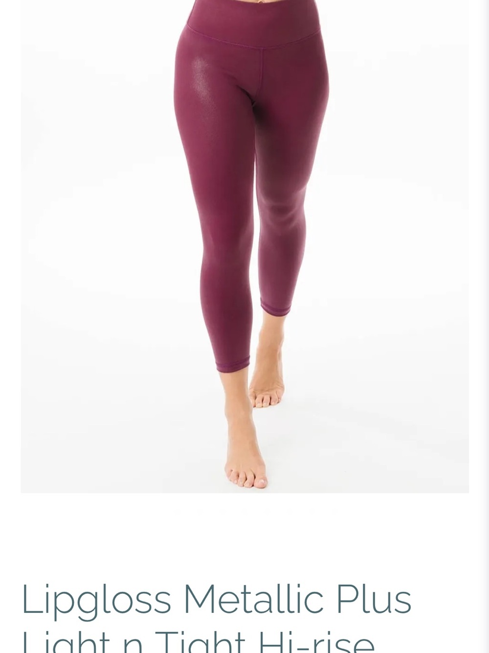 ZYIA Lipgloss Metallic Plus Light n Tight Hi-Rise Leggings - Plum